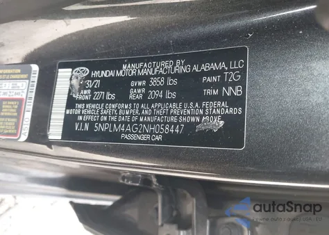 2022 Hyundai Elantra Sel из США, поврежденный, VIN 5NPLM4AG2NH058447